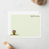 Sweet Green Owl Flat Vielen Dank Karten (Vorderseite/Rückseite Beispiel)