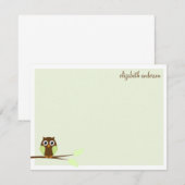 Sweet Green Owl Flat Vielen Dank Karten (Vorne/Hinten)