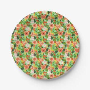 Sweet Green Pink Blütenblütenblütengarten Pappteller