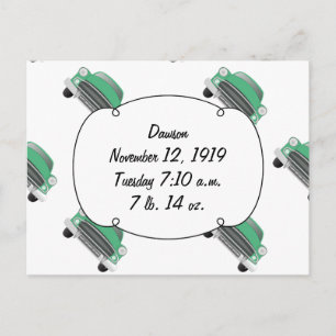 Sweet Green Retro Car Baby Boy Geschenke Postkarte