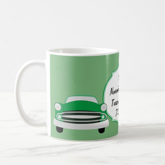 Sweet Green Retro Car Baby Dusche Geschenke Kaffeetasse (Links)