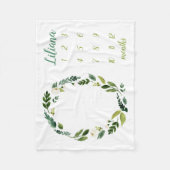 Sweet Greenery Baby Name Monthly Meilenstein Foto Fleecedecke (Vorderseite)