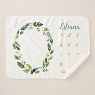 Sweet Greenery Baby Name Monthly Meilenstein Foto Sherpadecke