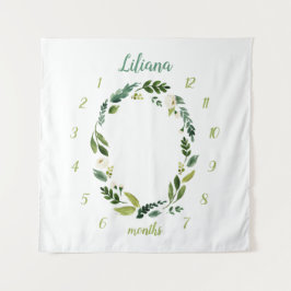 Sweet Greenery Baby Name Monthly Meilenstein Foto Wandteppich