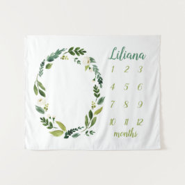 Sweet Greenery Baby Name Monthly Meilenstein Foto Wandteppich