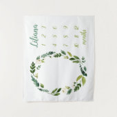 Sweet Greenery Baby Name Monthly Meilenstein Foto Wandteppich (Vorderseite)
