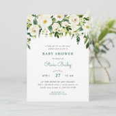 Sweet Greenery Bloral Baby Dusche Einladung (Stehend Vorderseite)