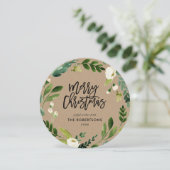 Sweet Greenery Blumenstrauß Rund Foto Feiertagskarte (Stehend Vorderseite)