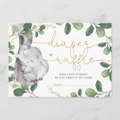 Sweet Greenery Gold Elephant Baby Diaper Raffle Begleitkarte (Vorderseite)