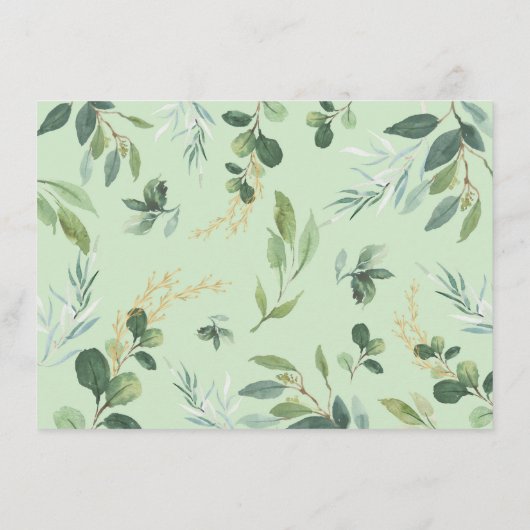 Sweet Greenery Gold Elephant Baby Diaper Raffle Begleitkarte (Rückseite)