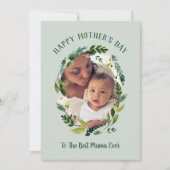 Sweet Greenery Mother's Day Foto Card für Mama Karte (Vorderseite)