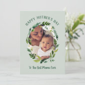 Sweet Greenery Mother's Day Foto Card für Mama Karte (Stehend Vorderseite)