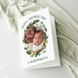 Sweet Greenery Mother's Day Foto Card für Mama Karte