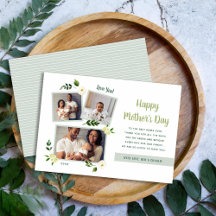 Sweet Greenery Mother's Day Foto Card für Mama