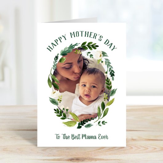 Sweet Greenery Mother's Day Foto Card für Mama Karte