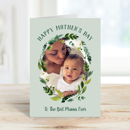Sweet Greenery Mother's Day Foto Card für Mama Karte