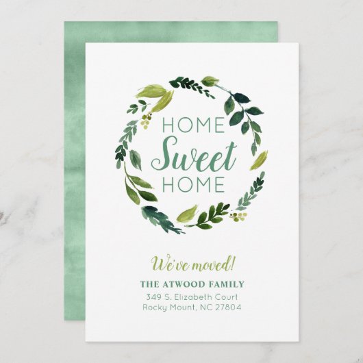 Sweet Greenery New Address Moving Ankündigung (Vorne/Hinten)