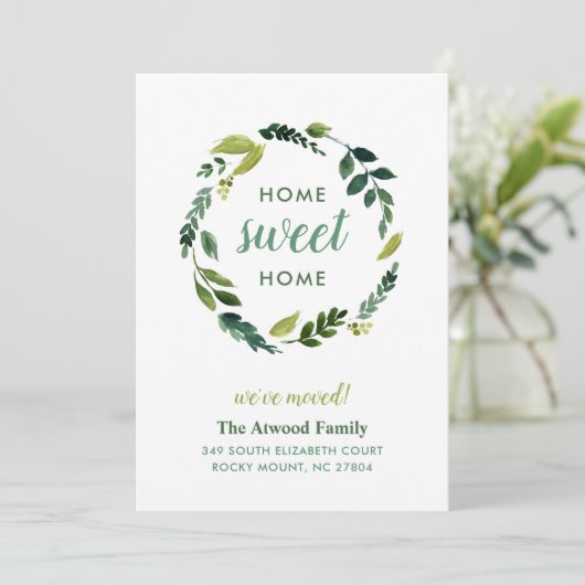 Sweet Greenery New Address Moving Ankündigung (Stehend Vorderseite)