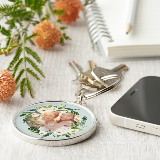 Sweet Greenery Wreath Mother's Day Foto Geschenk Schlüsselanhänger (Seite)