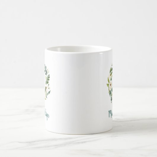 Sweet Greenery Wreath Mrs. Monogram Kaffeetasse (Mittel)