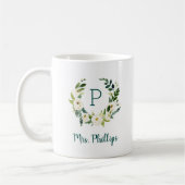 Sweet Greenery Wreath Mrs. Monogram Kaffeetasse (Links)