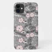 Sweet Grey Pink White Pattern Blume Case-Mate iPhone Hülle (Rückseite)