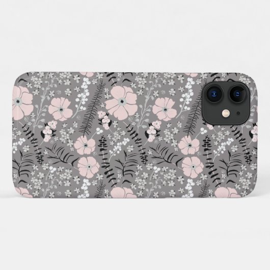 Sweet Grey Pink White Pattern Blume Case-Mate iPhone Hülle (Rückseite (Horizontal))