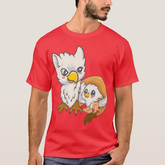 Sweet Griffin Family Birds Kawaii Anime Japanese r T-Shirt (Vorderseite)