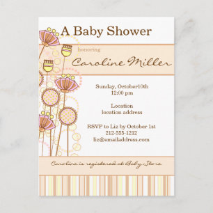 Sweet Groovy Blooms Baby Dusche Einladungspostkarte