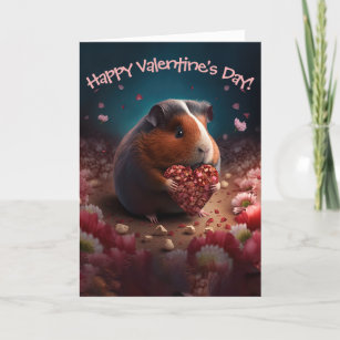 Sweet Guinea Schweinchen mit Blume Herzens Valenti Feiertagskarte