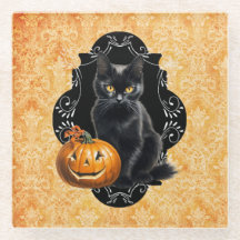 Sweet Halloween Black Cat and Pumpkin