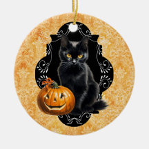 Sweet Halloween Black Cat and Pumpkin