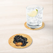 Sweet Halloween Black Cat and Pumpkin Runder Pappuntersetzer (Vor Ort)