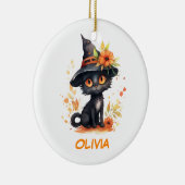 Sweet Halloween Cat Individuelle Name Keramik Ornament (Rechts)