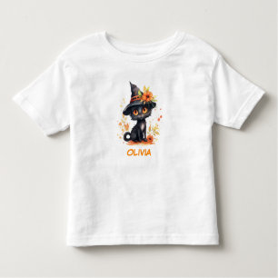 Sweet Halloween Cat Individuelle Name Kleinkind T-shirt
