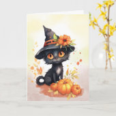 Sweet Halloween Cat Karte (Gelbe Blume)