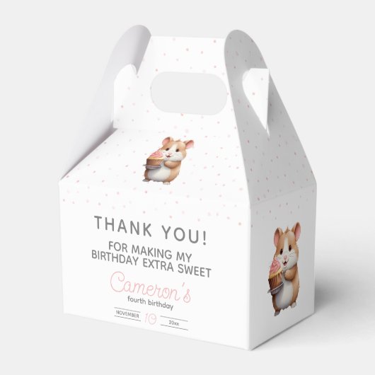 Sweet Hamster, Pink Cupcake Children's Birthday Geschenkschachtel (Vorderseite)