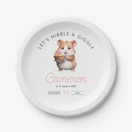 Sweet Hamster, Pink Cupcake Children's Birthday Pappteller