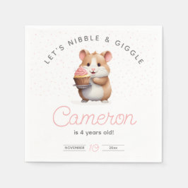 Sweet Hamster, Pink Cupcake Children's Birthday Serviette