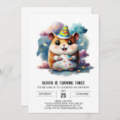 Sweet Hamster Printable Birthday Einladung (Vorne/Hinten)