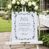 Sweet Handwritten Wedding Signature Cocktail Menu Poster