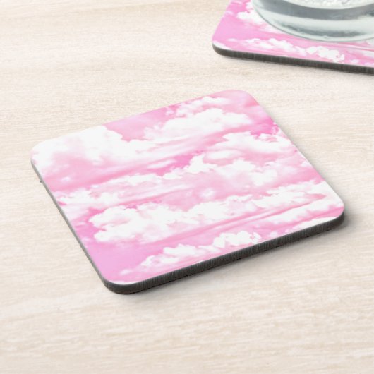 Sweet Happy Fuchsia Pink Clouds Getränkeuntersetzer (Linke Seite)