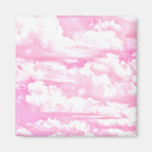 Sweet Happy Fuchsia Pink Clouds Magnet