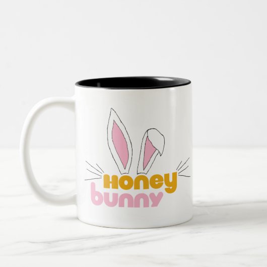 Sweet Happy Hunny Bunny Honey Rabbit Art Zweifarbige Tasse (Links)