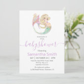 SWEET Happy MERMAID Baby Shower Einladung (Stehend Vorderseite)