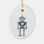 Sweet, Happy Robot mit Little Red Heart Keramik Ornament (Rechts)
