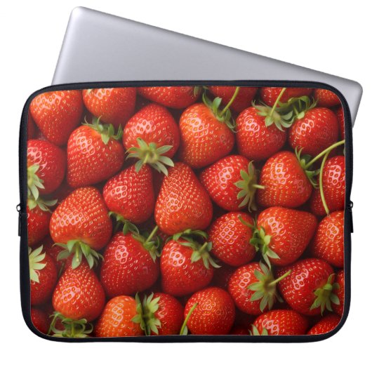 Sweet Harvest Realistic Strawberry Pattern Laptopschutzhülle (Vorderseite)