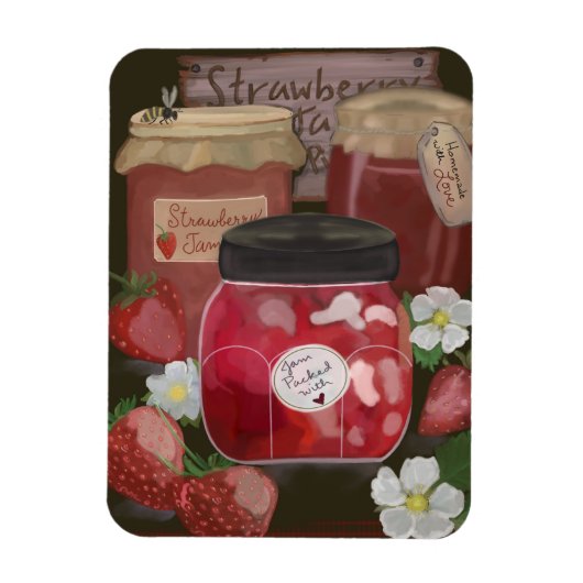 Sweet Harvest: Strawberry Jam Jars Magnet (Vertikal)