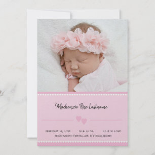 Sweet Heart Baby Girl Foto Ankündigung Pink