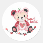 Sweet Heart Bear Classic Round Sticker (Vorderseite)